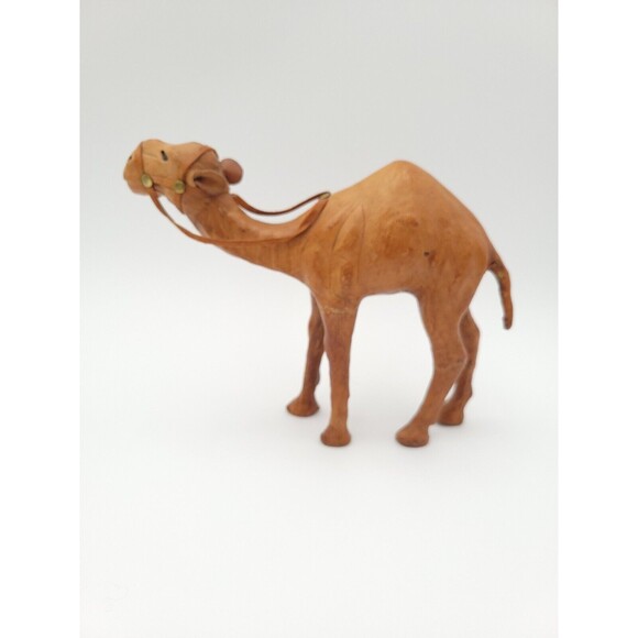 Vintage Leather Wrapped Camel Statue Figurine 9 Inch - Picture 3 of 8